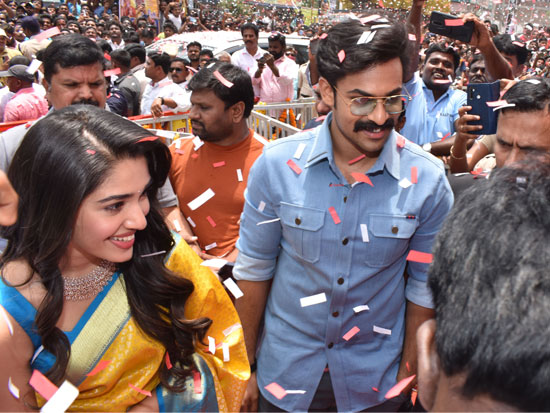 Krithi shetty and Vaishnav tej at event in miryalaguda